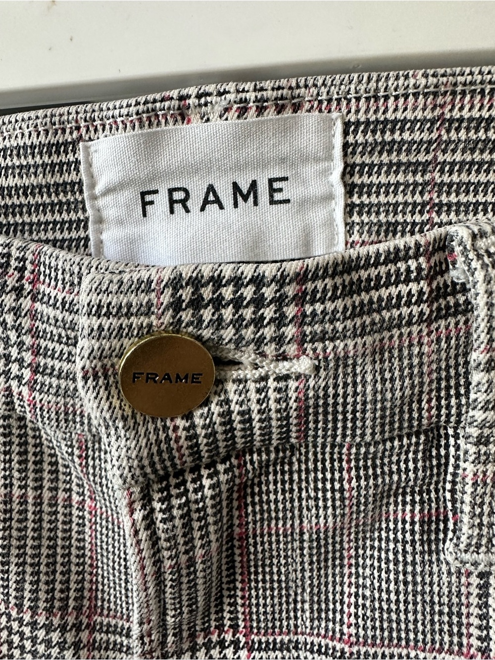 FRAME Le Crop Mini Boot Plaid Pants Size 26 Gray Glen Check Cropped Flare - Picture 5 of 12
